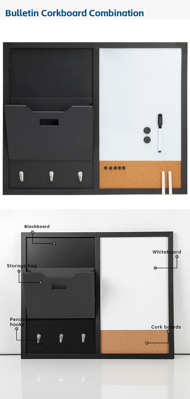 Hybrid Half Whiteboard Half Cork Pin Board – Customizable Dual-Purpose Office Solution for Collaborative Workspaces | Bulk OEM/ODM Orders, Durable Framing & Eco-Friendly Design - Premium cork bulletin board from Madic Whiteboard Factory - Madic Whiteboard Factory
