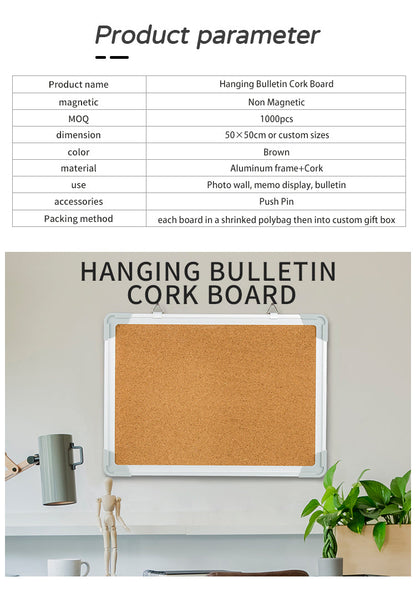 M17 Wall Hanging Bulletin Cork Board - Premium cork bulletin board from Madic Whiteboard - Madic Whiteboard